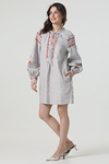 Embroidered linen dress made of gray linen “Ruzhyna”